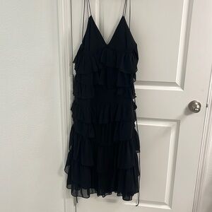 Zara black ruffle long dress